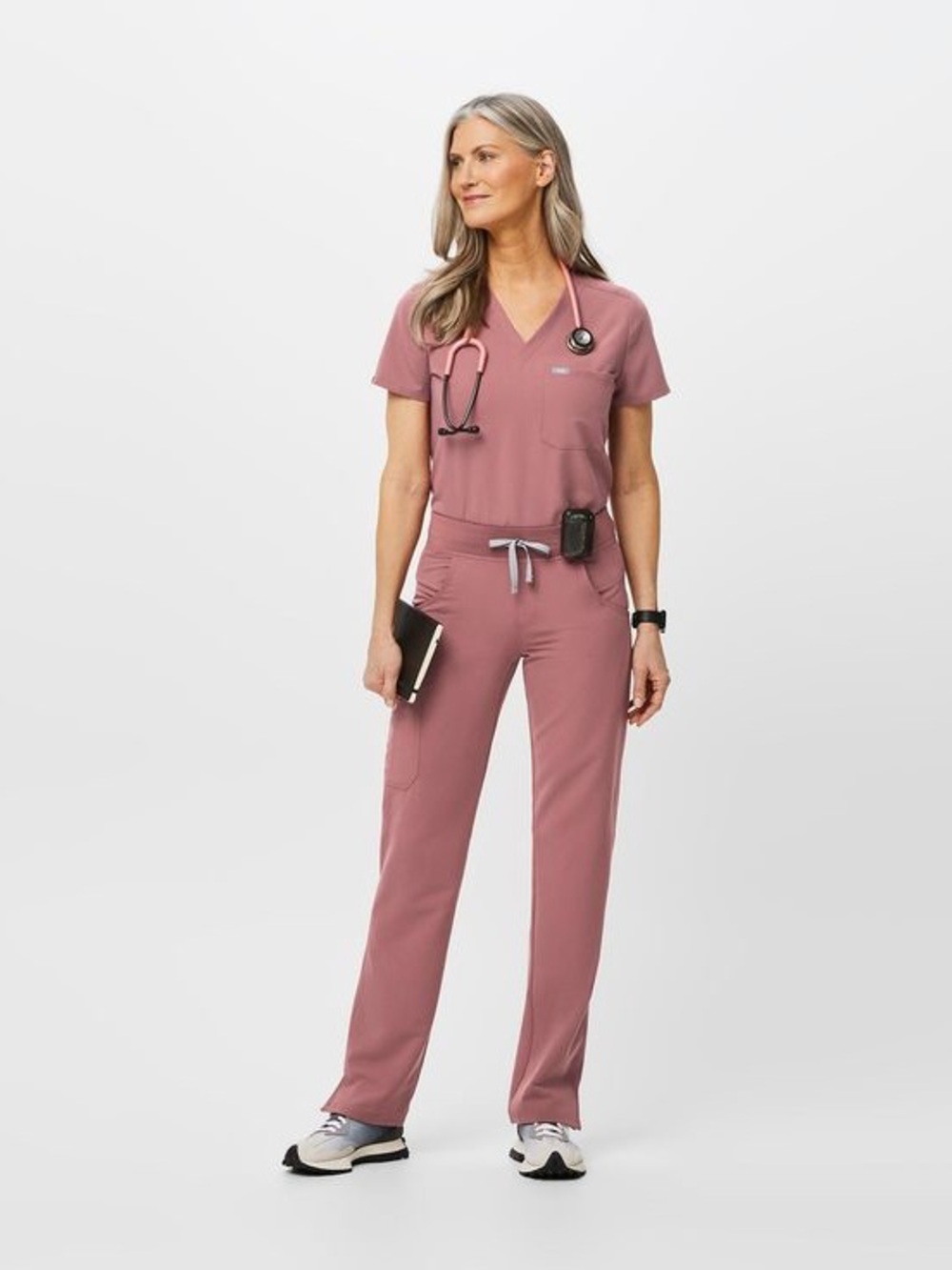 SET: Figs Women's Mauve Kade Cargo Pant (M) & Catarina Top (S)